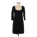 Ann Taylor LOFT Outlet Casual Dress - A-Line Scoop Neck 3/4 sleeves: Black Print Dresses - Women's Size 6