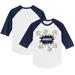 Toddler Tiny Turnip White/Navy Milwaukee Brewers Baseball Pow 3/4-Sleeve Raglan T-Shirt