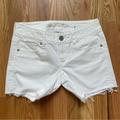 American Eagle Outfitters Shorts | American Eagle Outfitters Women’s Frayed White Denim Stretch Jean Shorts Size 0 | Color: White | Size: 0