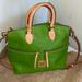 Dooney & Bourke Bags | Dooney & Bourke Pebble Leather Green Double Pocket Satchel | Color: Cream/Green | Size: Os