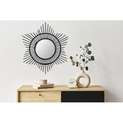 Wandspiegel KAYOOM "Rattan Spiegel Aina 435", schwarz, B:70cm H:70cm Ø:70cm, Spiegelglas, Spiegel Image