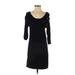 LC Lauren Conrad Casual Dress - Mini Scoop Neck 3/4 sleeves: Black Print Dresses - Women's Size X-Small