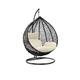 Rattan Egg Chair Swing Garden Hanging Seat Hammock with Cushions Stand for Outdoor Patio Indoor (Black Egg Chair & White Cushion)
