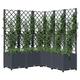 Tidyard Garden Planter with Trellis, Corner Trellis Planter, Gardening Balcony Patio Raised Bed for Climbing Plant Vegetable, Garden Wooden Flower Box Dark Grey 120x120x136 cm