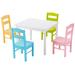 Costway 5 pcs Kids Pine Wood Table Chair Set-Clear