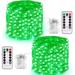 Morttic 2 Pack 200 LED 66 FT Copper Wire String Lights Battery Operated 8 Modes with Remote Waterproof Fairy String Lights for Indoor Outdoor Home Wedding Party Decoration Green