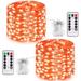Morttic 2 Pack 200 LED 66 FT Copper Wire String Lights Battery Operated 8 Modes with Remote Waterproof Fairy String Lights for Indoor Outdoor Home Wedding Party Decoration Orange