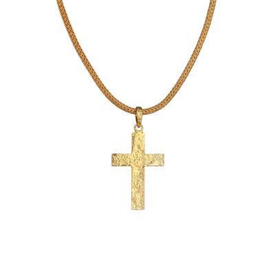KUZZOI - KUZZOI Halskette Männerkette Kreuz gehämmert Massiv 925 Silber Ketten Herren