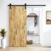 Barn Door - Calhome Paneled Wood & Metal Solid Wood Barn Door Wood in Brown/Green | 96 H x 42 W x 1.5 D in | Wayfair SWD11-MK-96+FJ-CNC-230-96X42-S
