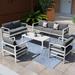 Latitude Run® Burhaan 5 Piece Sofa Seating Group w/ Light Gray Cushions Metal in Gray/White | 25 H x 74.8 W x 25.2 D in | Outdoor Furniture | Wayfair