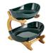 Red Barrel Studio® Heily Bamboo Fruit Bowl All Ceramic/Bamboo in Green | 9.4 H x 9.3 W x 8.5 D in | Wayfair E228100E58644B64981E4E802F458978