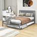 Red Barrel Studio® Karidee Full Size Wooden Platform Bed w/ Adjustable Trundle Wood in Gray | 39 H x 57 W x 78 D in | Wayfair