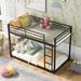 Twin over Twin size Metal Bunk Bed, Low Bunk Bed with Ladder & Safety Rail, Premium Steel Slats Support, Bedroom Furniture