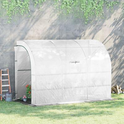 Outsunny 10' x 5' x 7' Outdoor Walk-In Greenhouse, Plant Nursery with Zippered Doors, PE Cover and 3-Tier Shelves