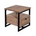 18 Inch Nightstand End Table, 1 Drawer, Open Storage, Natural Brown Mango Wood with a Rectangular Black Iron Frame