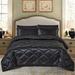 8 Pic Silky Satin Comforter Set Soft Luxury Quilted Twin Black