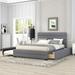 Queen Upholstered Platform Bed with Trundle and Two Drawers