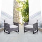 2-Piece Wicker Outdoor Seating Rattan Chair with Cushion