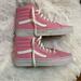 Vans Shoes | Bubblegum Pink And White Hi Top Laced Vans Shoes Sneakers | Color: Pink/White | Size: 8