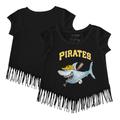 Girls Youth Tiny Turnip Black Pittsburgh Pirates Shark Fringe T-Shirt