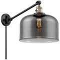 Bell 12" Black Antique Brass Swing Arm w/ Plated Smoke Shade