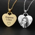 Collier photo personnalisé pour femme acier inoxydable nom gravé personnalisé pendentif d'amour