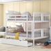 Full Over Full Bunk Bed with Ladder & Safety Rail, Solid Wood Bunk Bed Frame with 2 Drawers for Bedroom, Guest Room Furniture