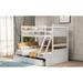 Twin Over Full Bunk Bed with Storage Drawers and Safety Guardrail, Solid Wooden Loft Bed for Kids Teens, Can Separate to 2 Beds