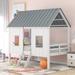 Twin Size Low Loft House Bed with Roof & Two Front Windows, Perfect for Kids Bedroom, Space Saving Design & No Box Spring Needed