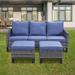 Outdoor Patio Wicker Sectional Sofa Set with Ottomans and Cushions