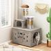 Cat Tree with Wood Litter Box Enclosure, All-in-one Indoor Cat Furniture with Large Platform and Cat Condo House - N/A