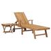 Walmeck Sun Lounger with Table Solid Teak Wood