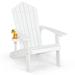 Vicamelia Adirondack Chair w/Cup Holder Realistic Wood Grain Weather Resistant Outdoor Chair for Patio White