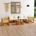 Walmeck 7 Piece Patio Set with Cushion Solid Acacia Wood