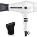 Turbo Power Twin Turbo 3200 White Hair Dryer and M Hair Designs Hot Blow Attachment Black (Bundle 2 Items)