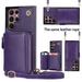 Samsung Galaxy S23 Ultra Crossbody Wallet Case Zipper Pocket Phone Case Cross Body Strap with RFID Blocking Carring Bag Credit Card Premium Leather For Samsung Galaxy S23 Ultra Purple