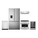 Cosmo 5 Piece Kitchen Package w/ 36" Freestanding Gas Range 36" Under Cabinet Range Hood 24" Built-in Fully Integrated Dishwasher French Door Refrigerator | Wayfair