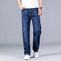 2023 New Classic Men s Thin Blue Jeans Advanced Stretch Loose Straight Denim Trousers Male Brand Pants Plus Size 40 42 44