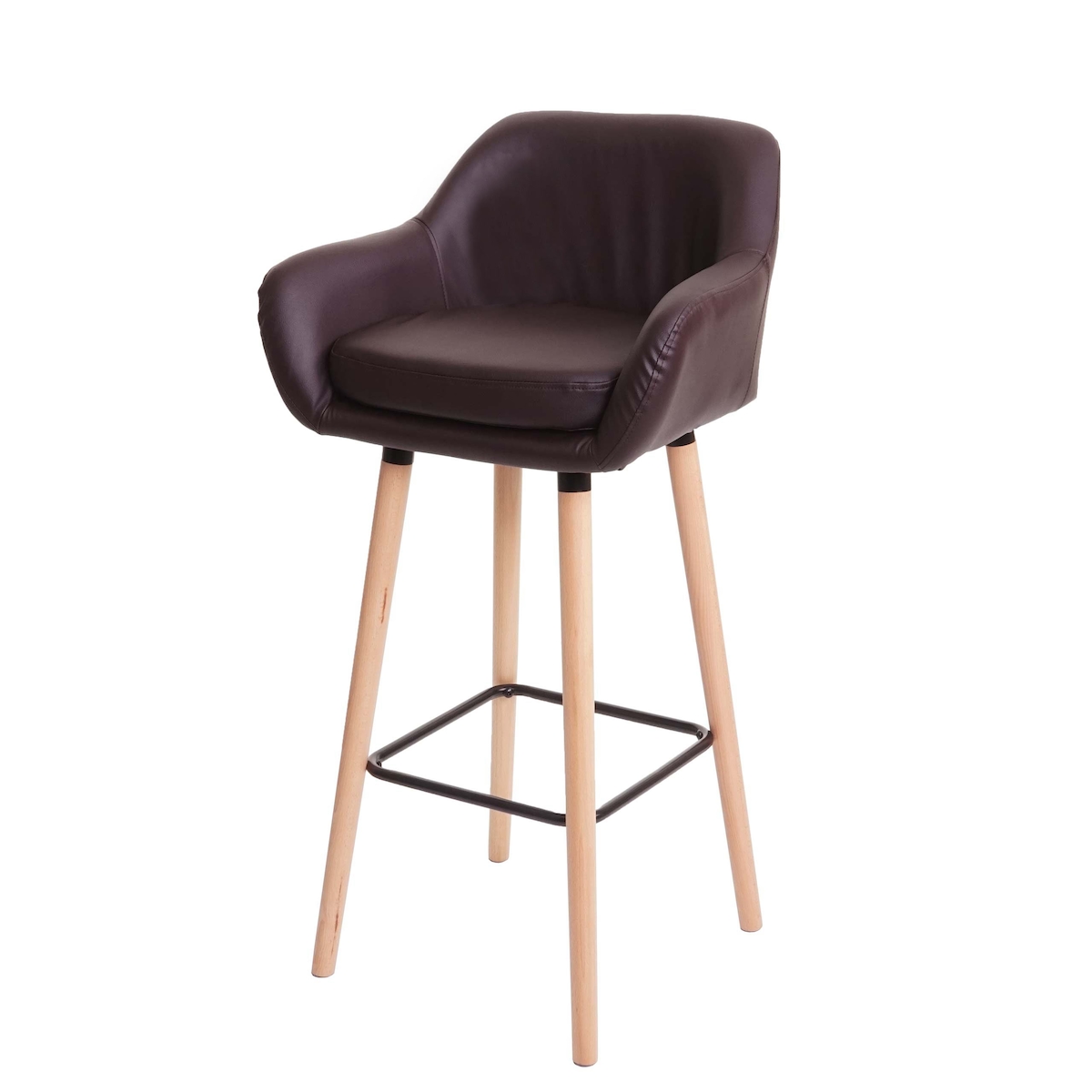 Mendler Barhocker Malmö T381, Barstuhl Tresenhocker MVG-zertifiziert ~ Kunstleder, braun Image