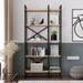 East Urban Home Linton 68.9" H x 34.4" W Etagere Bookcase, Metal in Black/Brown | 68.9 H x 34.4 W x 11.8 D in | Wayfair