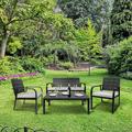 George Oliver Hermenegildo 4 Piece Multiple Chairs Seating Group w/ Cushions Synthetic Wicker/Wood/All - Weather Wicker/Metal/Wicker/Rattan | Outdoor Furniture | Wayfair