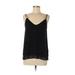 Zara Basic Sleeveless Blouse: Plunge Spaghetti Straps Black Print Tops - Women's Size Medium