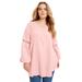 Plus Size Women's Crochet-Sleeve Popover Tunic by June+Vie in Soft Blush (Size 10/12)