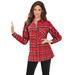 Plus Size Women's Flannel Tunic by Roaman's in Vivid Red Plaid (Size 44 W) Plaid Shirt