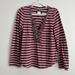 Anthropologie Tops | Anthropologie Postmark Top Ruffle Front Henley Shirt Burgandy Stripes Size M | Color: Red | Size: M