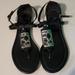 Coach Shoes | Coach Women's 9.5 Black Ankle Strap Sandles With Silver Tone Front Name Plate | Color: Black | Size: 9.5