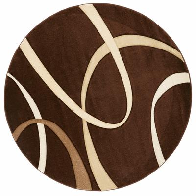 Teppich MY HOME "Bilbao" Teppiche Gr. Ø 190 cm, 13 mm, 1 St., braun Kurzflorteppich Teppich Webteppich Wohnzimmerteppiche Teppiche handgearbeiteter Konturenschnitt, rund, Kurzflor, elegant, 3D-Design