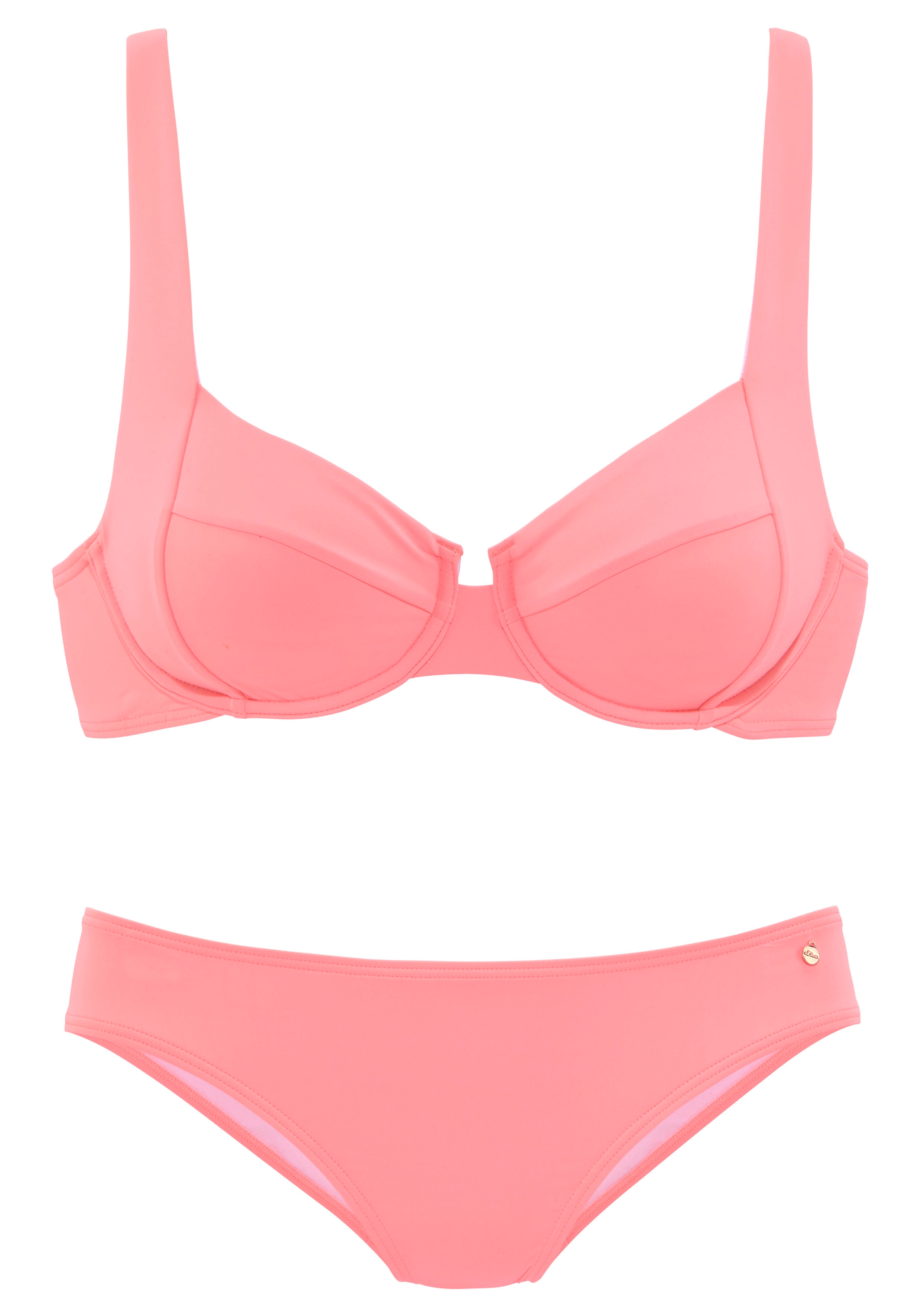 Bügel-Bikini S.OLIVER, Damen, Gr. 40, Cup C, orange (peach), Recycling-Polyamid, unifarben, Bikini-Sets Bügel-Bikini, mit komfortablem Schnitt