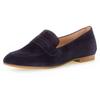 Loafer GABOR, Damen, Gr. 37, blau (dunkelblau), Ziegenveloursleder, unifarben, klassisch, Schuhe, Slipper,Businessschuh mit dezentem Blockabsatz