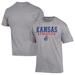 Men's Champion Gray Kansas Jayhawks Athletics Logo Stack T-Shirt
